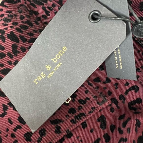 Rag & Bone velvet burgundy cheetah print pants   Hana size 27 new rocker edgy - Picture 11 of 13